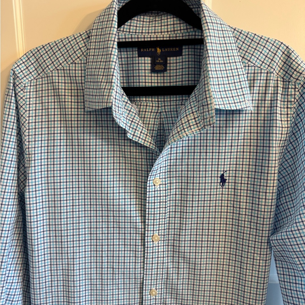 Ralph Lauren Boys Blue Checked Dress Shirt